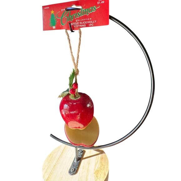 The Christmas Collection Apple Slice Holly Ornaments Lot 3 Red Fruit Decor - Picture 2 of 8